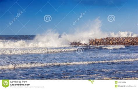 Beautiful Seascape Waves Are Breaking About The