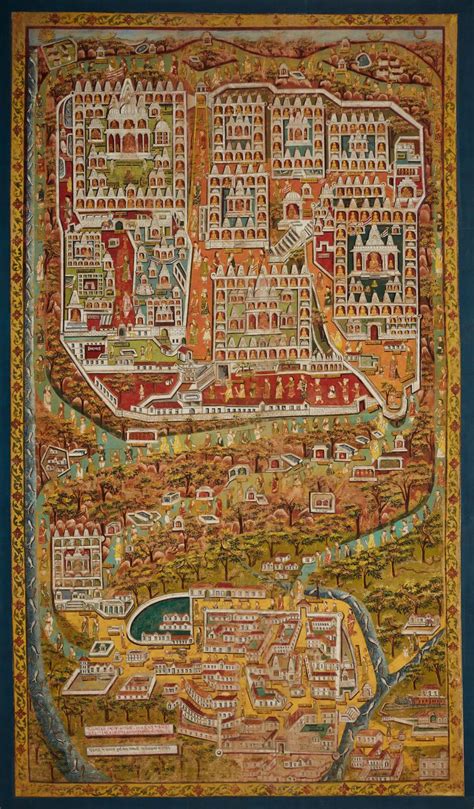 A Jain Pilgrimage Map Of Satrunjaya Dated 1925 26 Palitana Gujarat