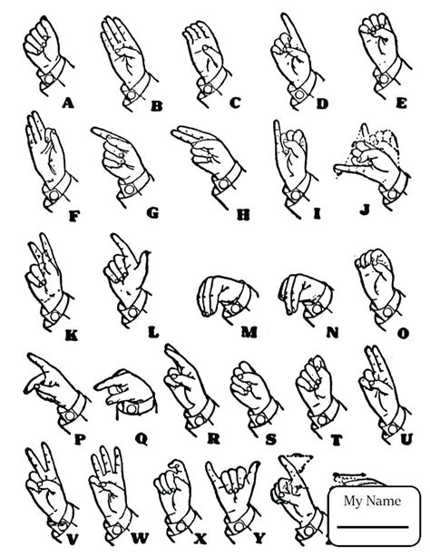 Sign Language Coloring Pages At Free Printable