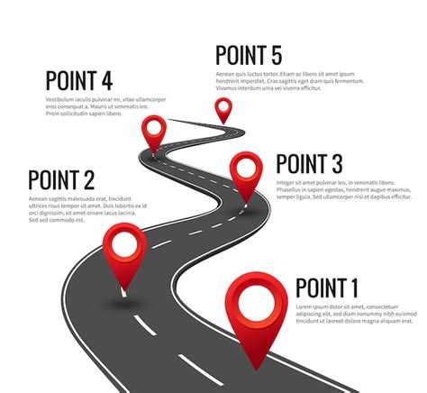 Premium Vector Road Infographic Curved Road Timeline With Red Pins