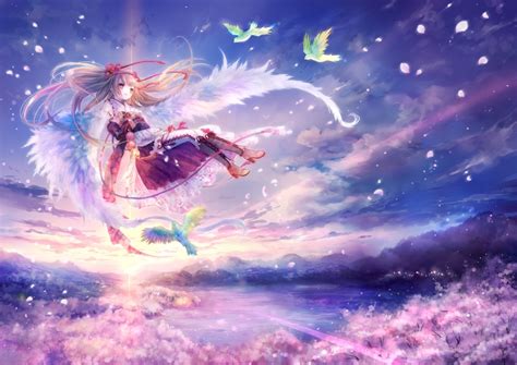 Wings Birds Anime Girls Anime Original Characters Hd Wallpapers