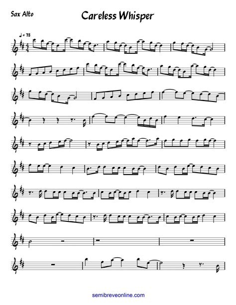 Partitura Sax Alto Careless Whisper Semibreve Online