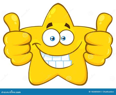 smiling yellow star cartoon emoji face character with wink expression giving a thumb up royalty