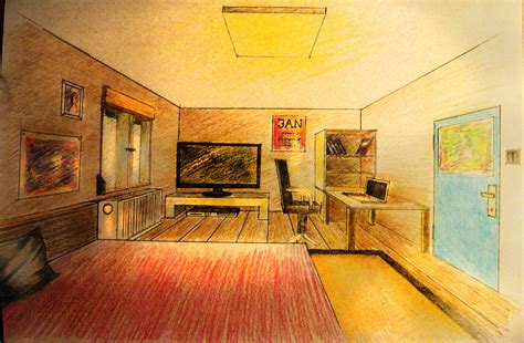 How To Draw One Point Perspective Bedroom With Furniture One