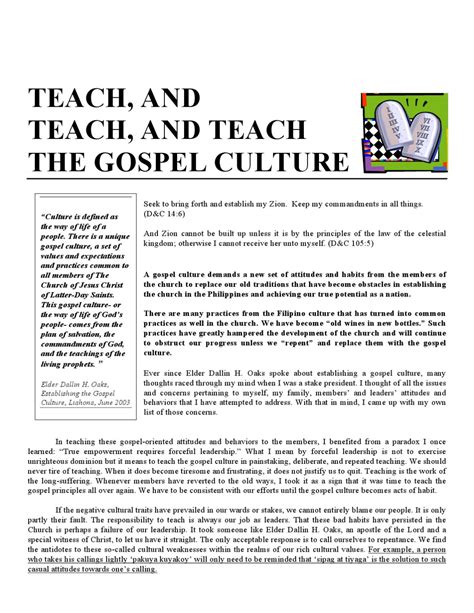 Teaching The Gospel Culture By Randy F Rubio Issuu