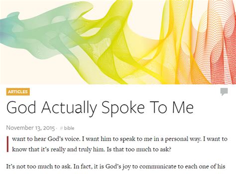 God Actually Spoke To Me By Tim Challies