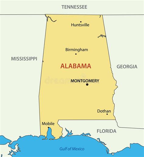 Alabama Mapa Del Vector Del Estado De Los Eeuu Ilustración Del