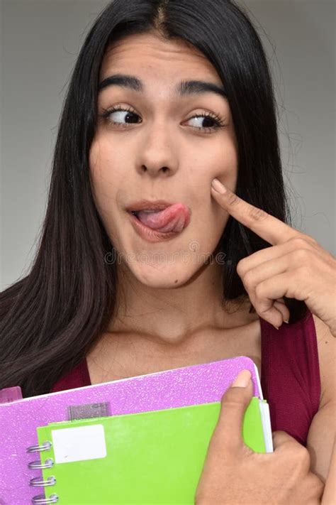 Young Colombian Female Student Making Funny Faces Stock Image Image