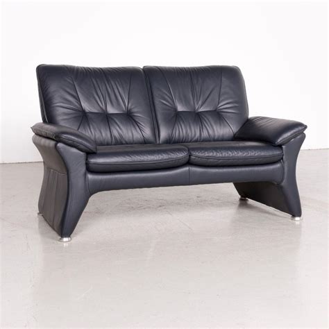 High quality soft leather, modern, timeless design, attention to detail and and unique seating. Ewald Schillig Designer Leather Sofa Blue Genuine Leather ...