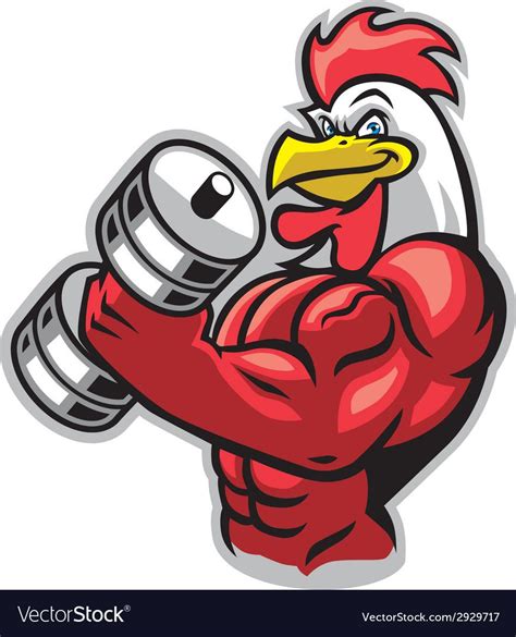 Vector Of Muscle Rooster Holding The Barbell Download A Free Preview