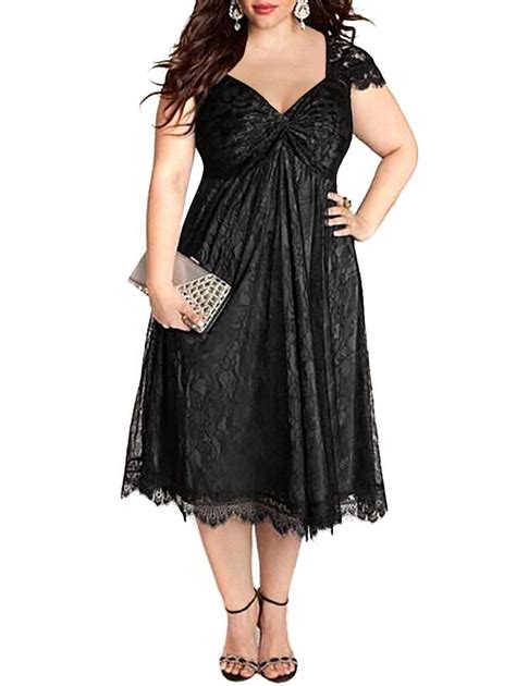 17 Off 2021 Plus Size Sweetheart Neck Lace Dress In Black Dresslily