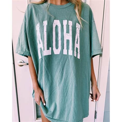 Greenish Blue Aloha Tee In 2021 Shirts Tees Casual