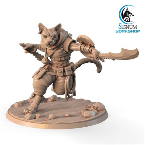 Catfolktabaxi Fighter 3d Printed Miniature By Signum Workshop For Dnd