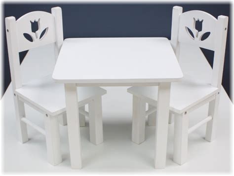 18 Inch Doll Furniture Wooden Table And Chairs Set 18 White Floral Fits Ebay