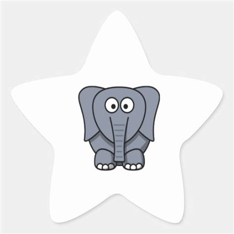 Elefante Lindo Clipart Del Dibujo Animado Pegatina En Forma De Estrella