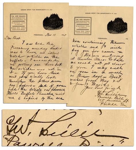 Lot Detail Pawnee Bill Autograph Letter Signed Mentioning His Ranch