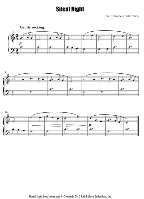 The free sheet music on piano song download has been composed and/or arranged by us to ensure that our piano sheet music is legal and safe to download and print. Silent Night (easy) sheet music for Piano - 8notes.com
