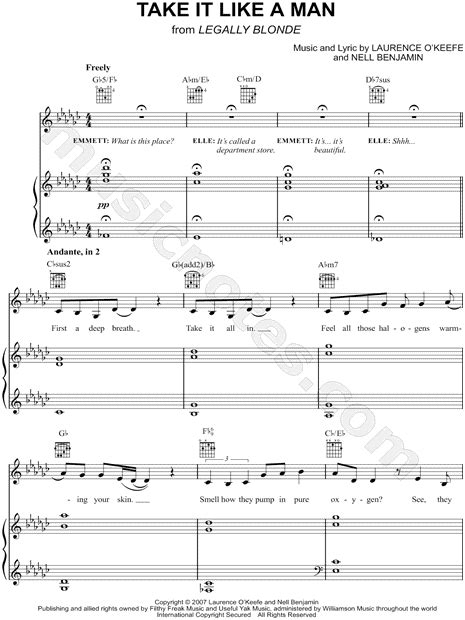 Take It Like A Man From Legally Blonde The Musical Sheet Music In