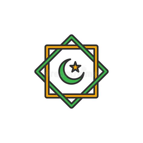 Islamic Culture Symbol With Crescent Moon And Star Simple Monoline