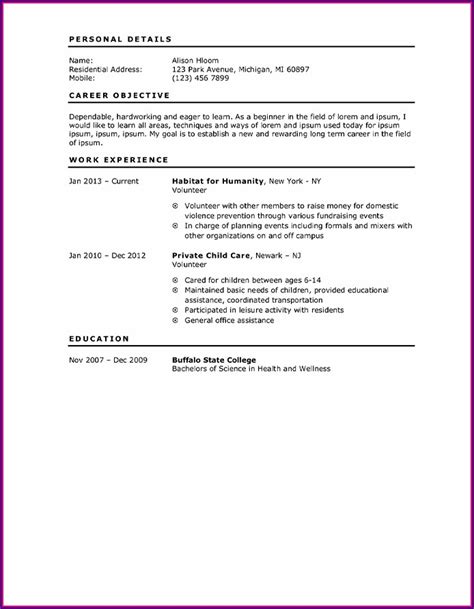 Simple Resume Examples For First Job 11 12 Resume Examples For