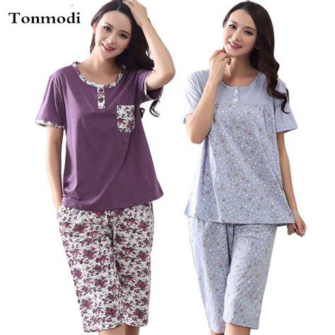 Pajamas For Women Short Sleeve Cotton Pajamas Elderly Summer Sleep Pajama Set Plus Size 4xl