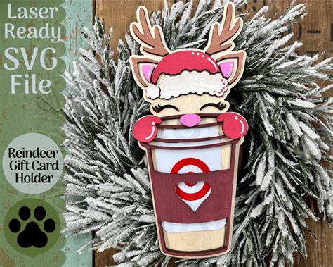 Reindeer Gift Card Holder SVG File For Laser Cutters Glowforge Ready