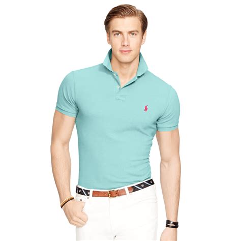 Polo Ralph Lauren Cotton Slim Fit Mesh Polo Shirt In Blue For Men Lyst