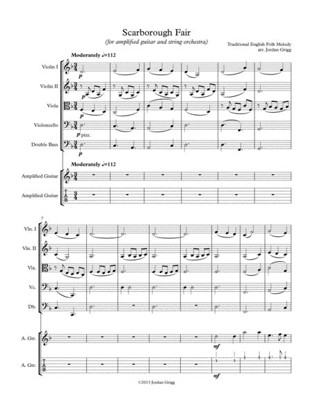 Scarborough Fair For Amplified Guitar And String Orchestra Arr