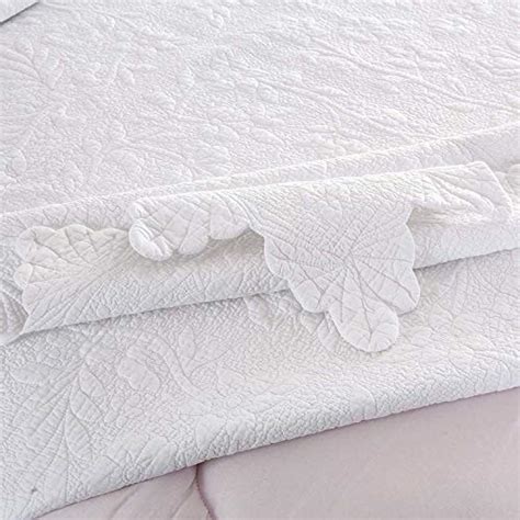 Brandream White Quilts Set Queen King Size Coverlet Farmhouse Bedding