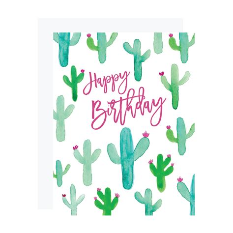 Cacti Birthday Card Watercolor Birthday Cards Birthday Cards Card