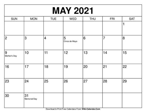 20 2021 Calendar May Free Download Printable Calendar Templates ️