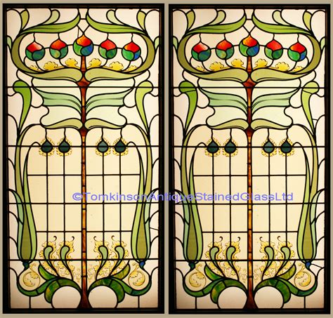 Ref Ed331 2 Edwardian Stained Glass Windows Art