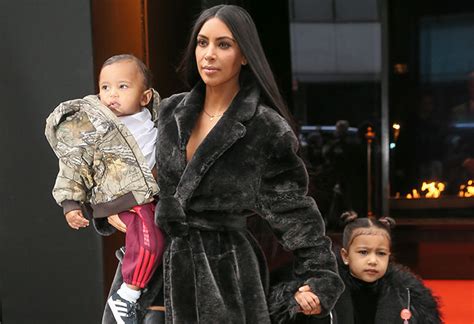 kim kardashian and north west match in dark fur coats out in nyc star magazine