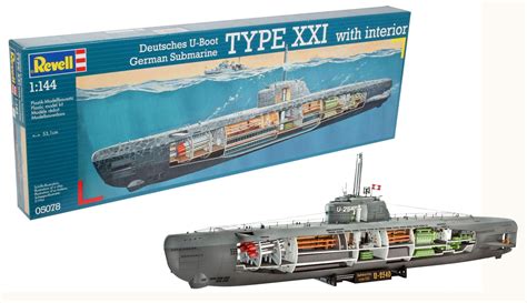 Revell 05078 U Boot German Submarine Type Xxi With Interior 1144 Scale