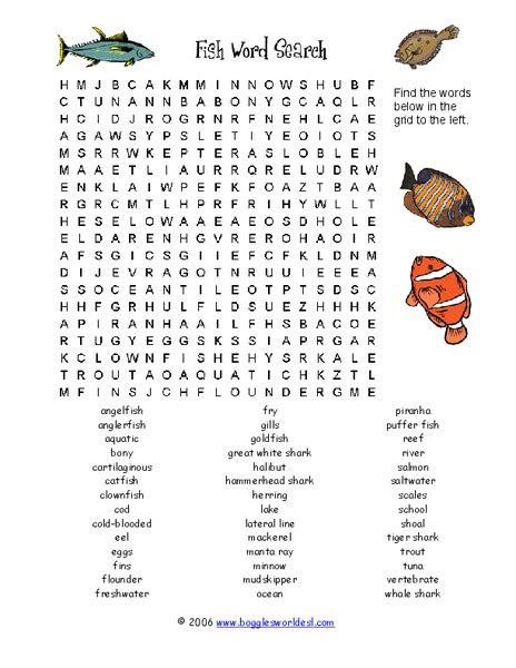 18 New Printable Fish Word Search