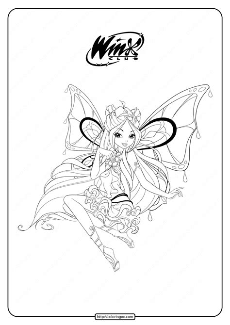 Printable Winx Cbub Enchantix Flora Coloring Pages
