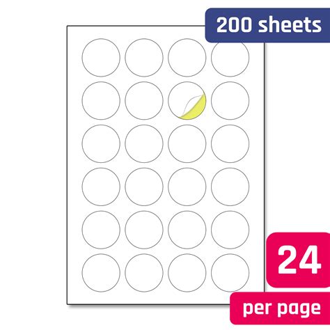 40mm Round A4 White Stickers Labels Sheets Townstix