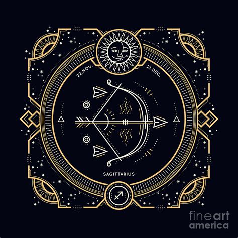 Sagittarius Zodiac Horoscope Original Artwork Print Prints Digital