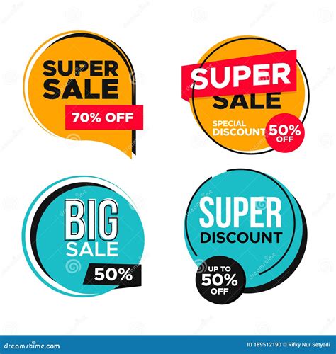 Sale Promotion Vector Sticker Label Design With Discount Collection