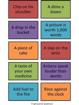 Funny words are fun to say. Idiom Pictionary or Charades Set with 70 Different Cards | Idioms, Funny riddles with answers ...