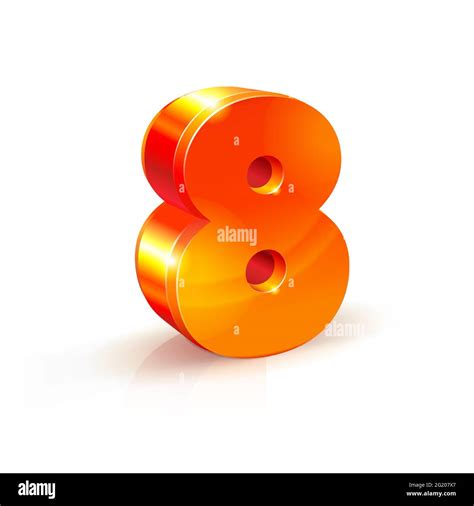 3d Orange Red Realistic Volumetric Image Number 8 Eight Isolated On