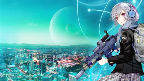 Wallpaper Illustration Anime Girls Sniper Rifle Screenshot