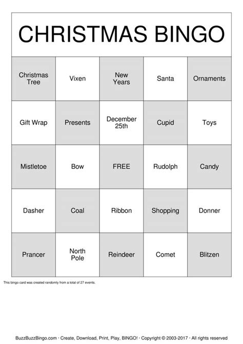 Christmas Bingo Cards To Download Print And Customize