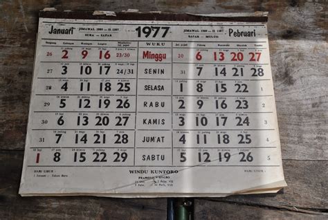Kalender Tahun 1977 Bulan Desember Lengkap Dengan Weton Tagsimlek