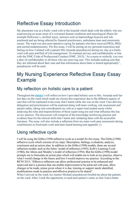 Buy A Reflective Essay Example Nursing Gibbs Analyzing Gibb S Model Of Reflection Essay Example