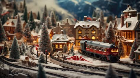 A Desktop Wallpaper Of A Christmas Village Model Railroad