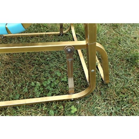 Welcome to vintage porch gliders! Mid-Century Modern Aluminum & Vinyl Teal Patio Glider | Chairish