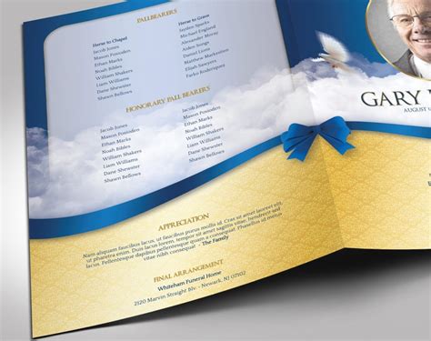 Blue Ribbon Funeral Program Large Word Publisher Template 4 Etsy