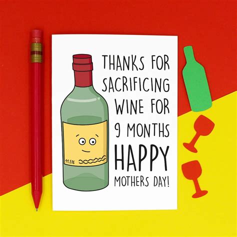 Sacrifice Wine Mothers Day Card Mothers Day Puns Mothers Day T