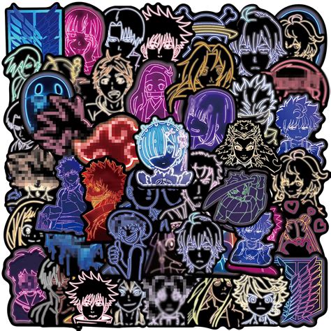 Buy Auceo Anime Mixed Stickers50 Pieces Neon Style Anime Stickers